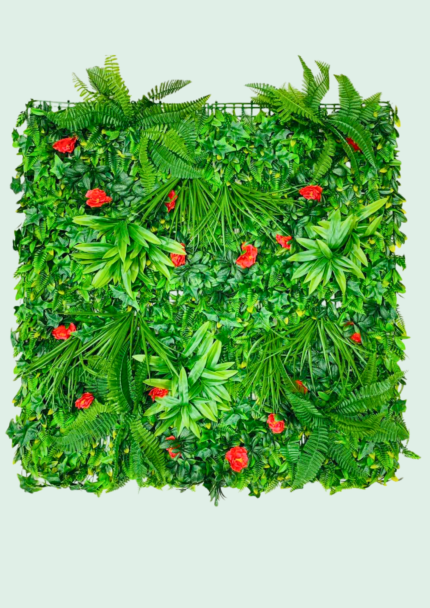 Fern & Red Flower Wall
