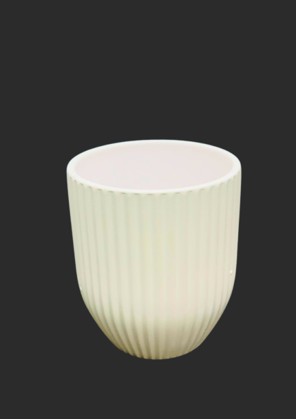 Ribbed Cylindrical Ceramic Planter